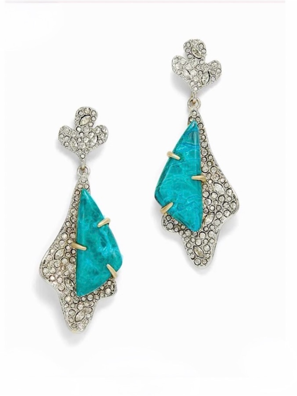 NEW Alexis Bittar Roxbury Earrings Turquoise Blue Clear Crystal AU21